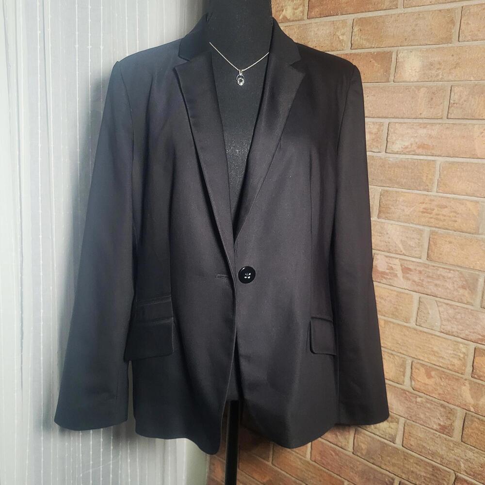 Chico's City Chic Blazer Black/White Polka Dot Lining NWOT Classic - Sz 2 (12) - Picture 3 of 9